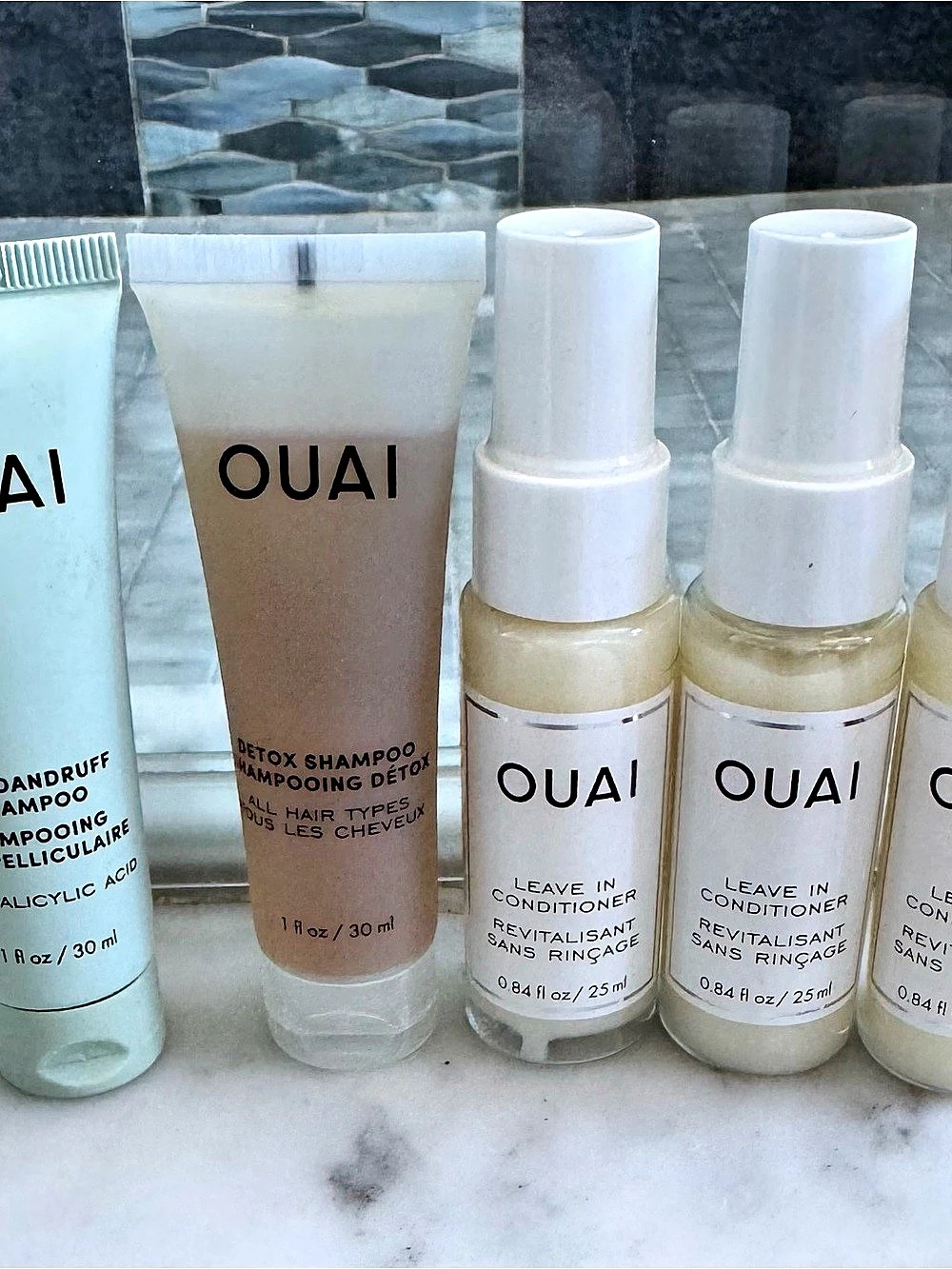 OUAI Anti-dandruff Shampoo, Detox Shampoo and Leave In Conditioner Hair Care Set